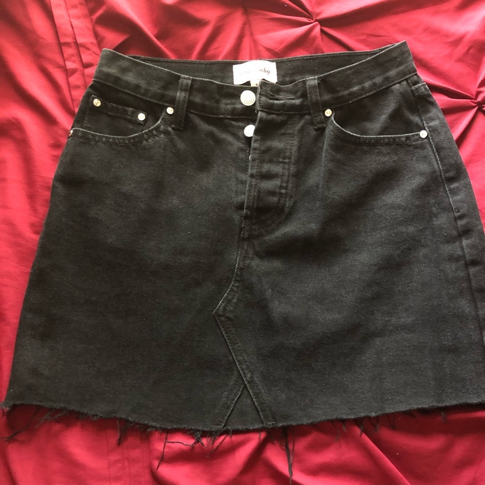 Black denim skirt